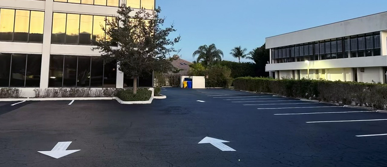 sealcoated asphalt paved parking lot