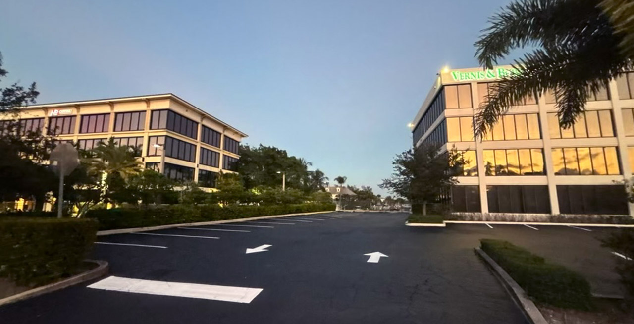 sealcoated asphalt paved parking lot